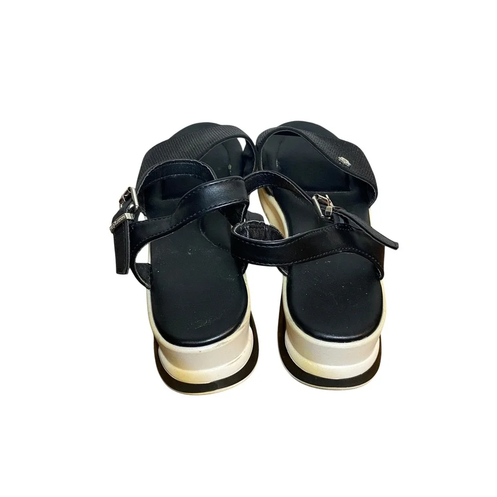 Juicy Couture Black Platform Sandals Ankle Strap Rhinestone Embellished‎ Size 11